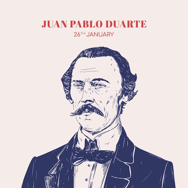 Free vector hand drawn natalicio de juan pablo duarte illustration