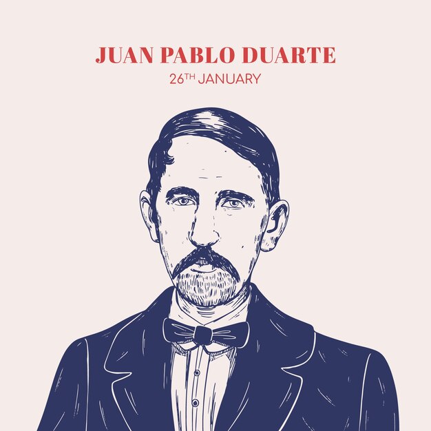 Hand drawn natalicio de juan pablo duarte illustration