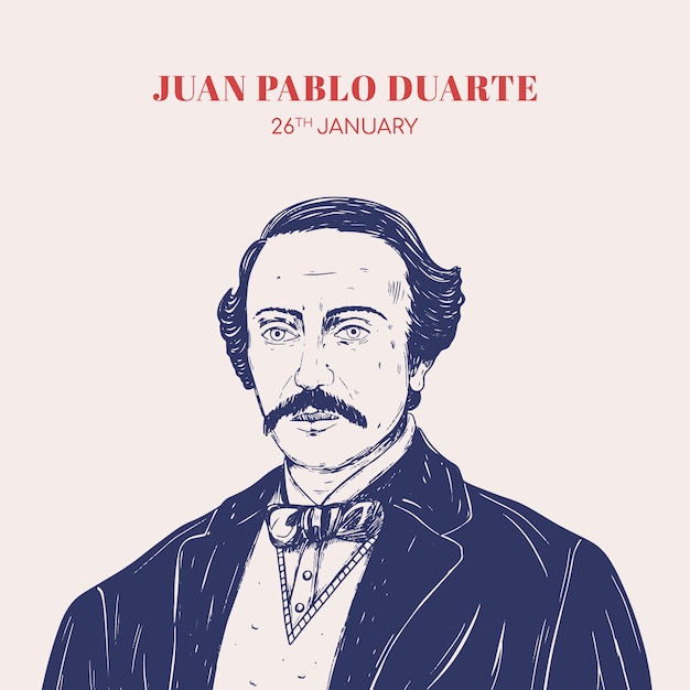 Hand drawn natalicio de juan pablo duarte illustration