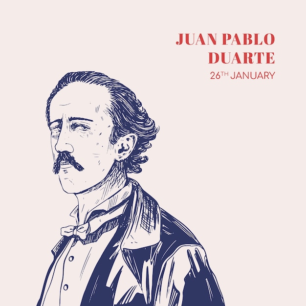 Hand drawn natalicio de juan pablo duarte illustration