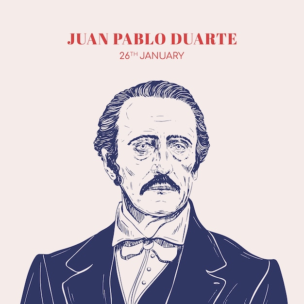 Hand drawn natalicio de juan pablo duarte illustration