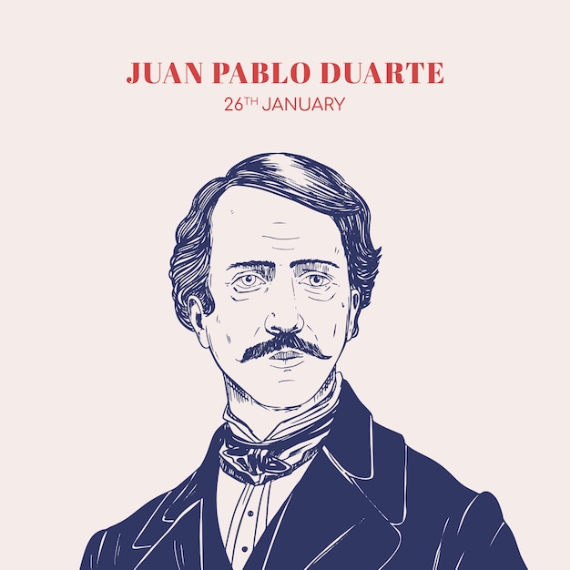 Hand drawn natalicio de juan pablo duarte illustration