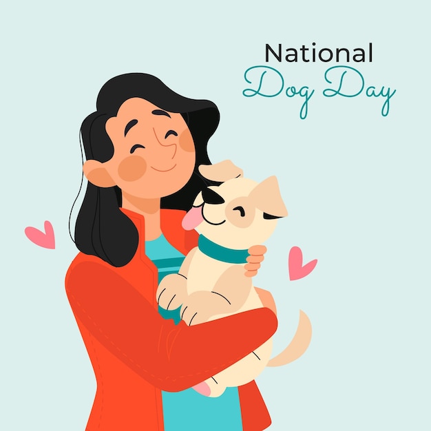 Hand drawn national dog day illustration