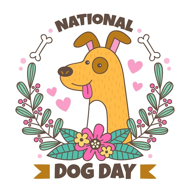 Free Vector hand drawn national dog day illustration