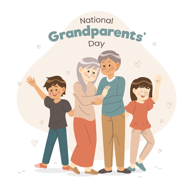 Free Vector hand drawn national grandparents' day with grandkids