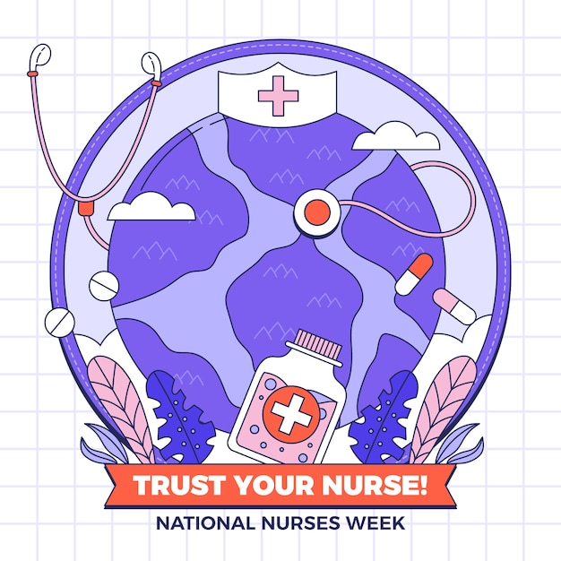 Free vector hand drawn national nurses week illustration