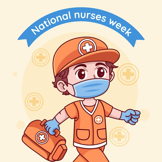 Hand drawn national nurses week illustration