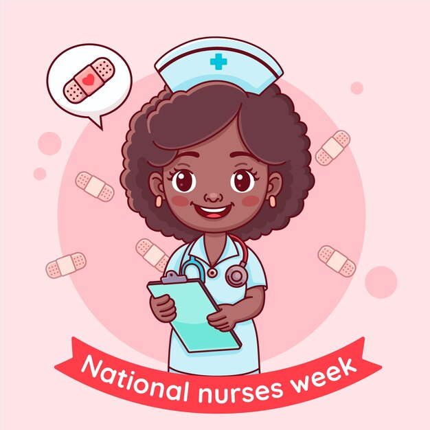 Hand drawn national nurses week illustration