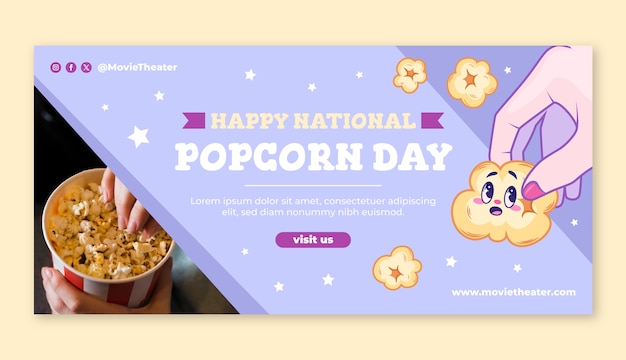 Free Vector hand drawn national popcorn day horizontal banner template