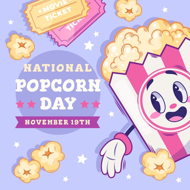 Free Vector hand drawn national popcorn day illustration