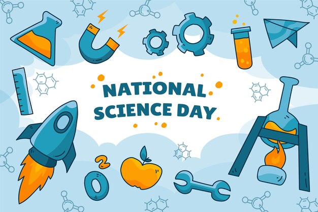 Hand drawn national science day background