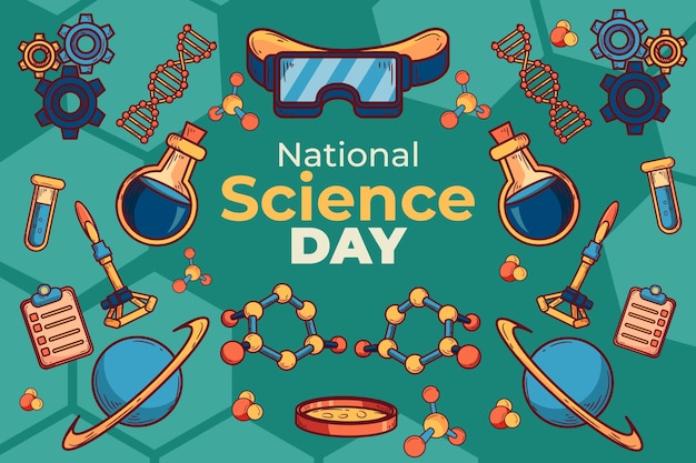 Hand drawn national science day background