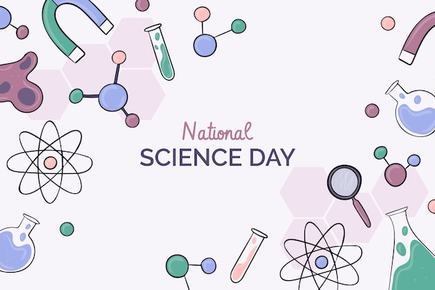 Hand drawn national science day background