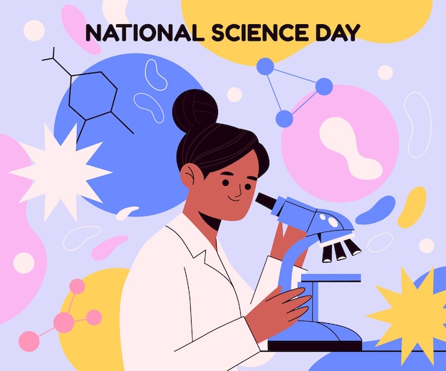 Hand drawn national science day illustration