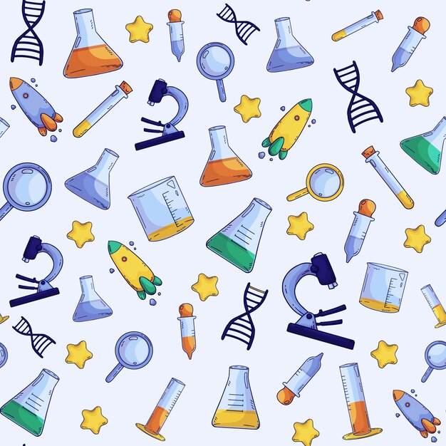 Hand drawn national science day pattern design