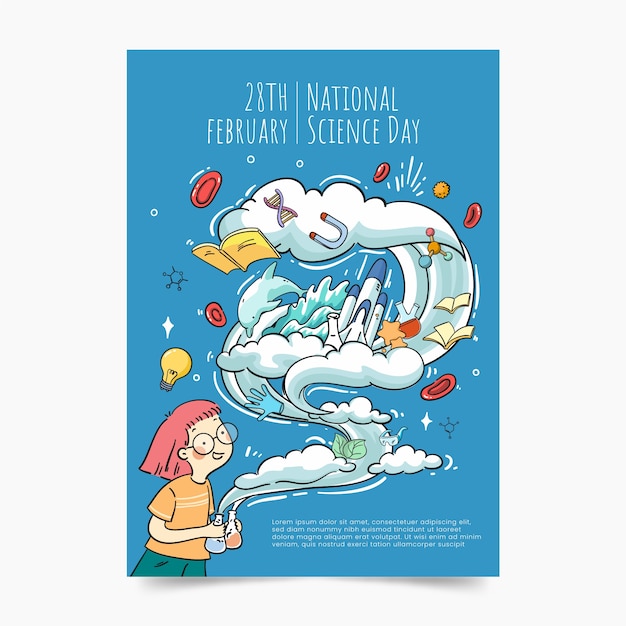 Free Vector hand drawn national science day vertical poster template