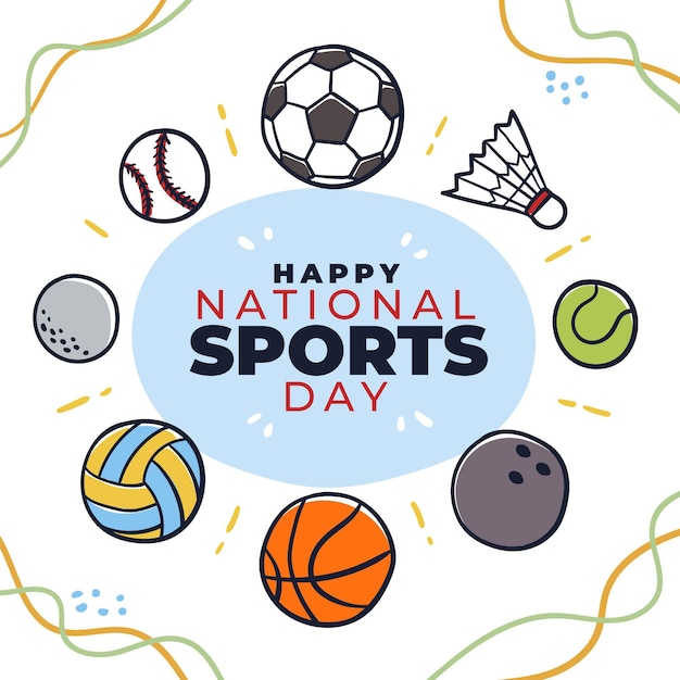 Hand drawn national sports day illustration