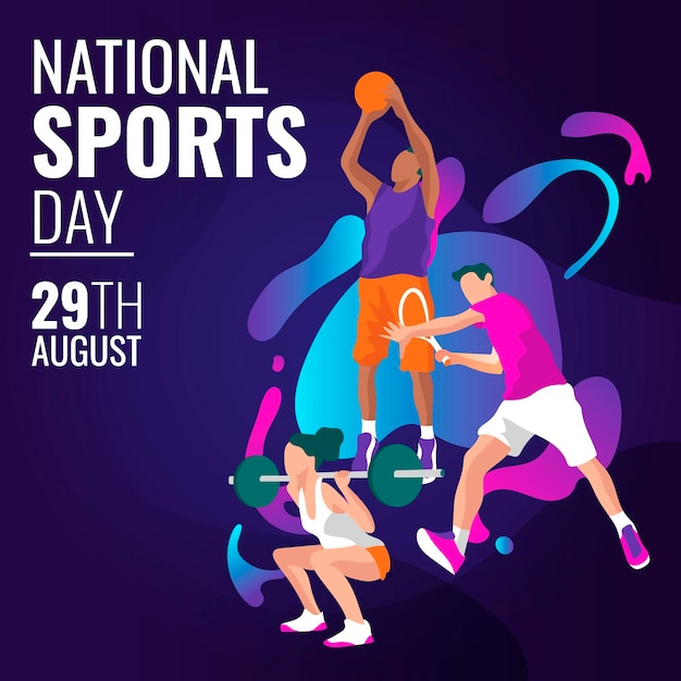 Hand drawn national sports day illustration