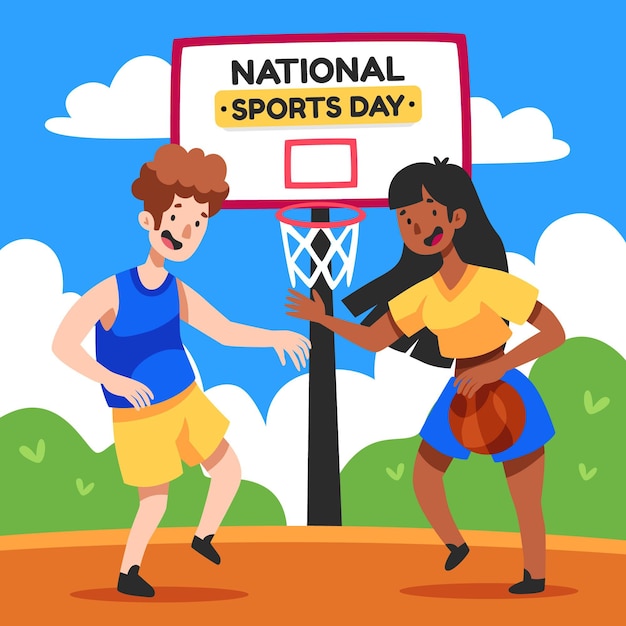 Hand drawn national sports day illustration