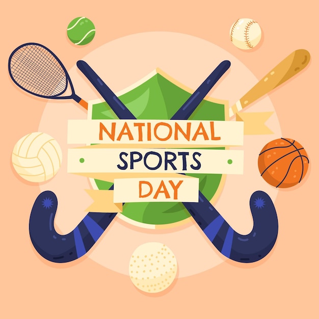 Free vector hand drawn national sports day illustration