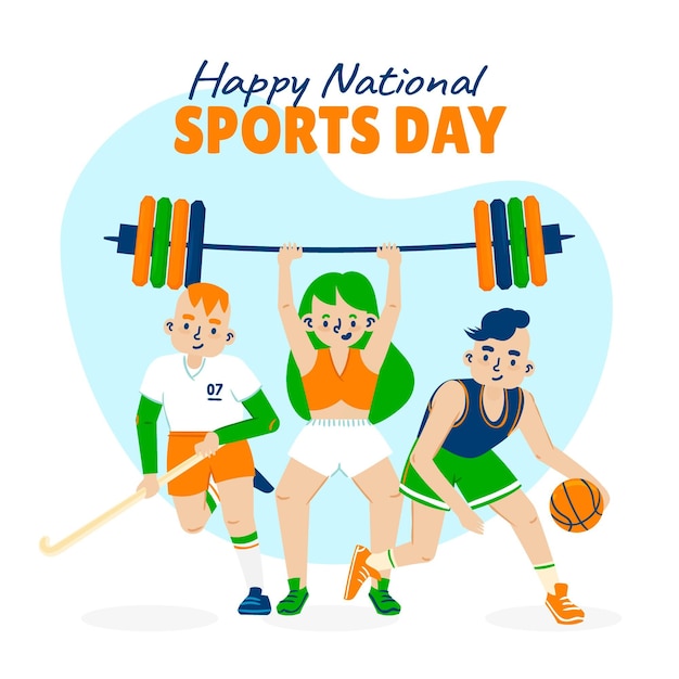 Free Vector hand drawn national sports day illustration