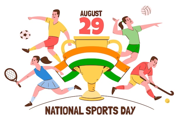 Free Vector hand drawn national sports day illustration