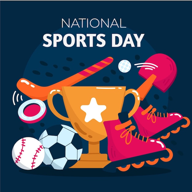 Hand drawn national sports day illustration