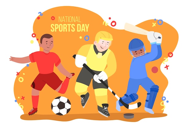 Hand drawn national sports day illustration