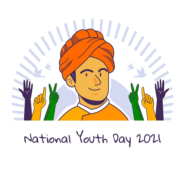 Hand drawn national youth day illustration