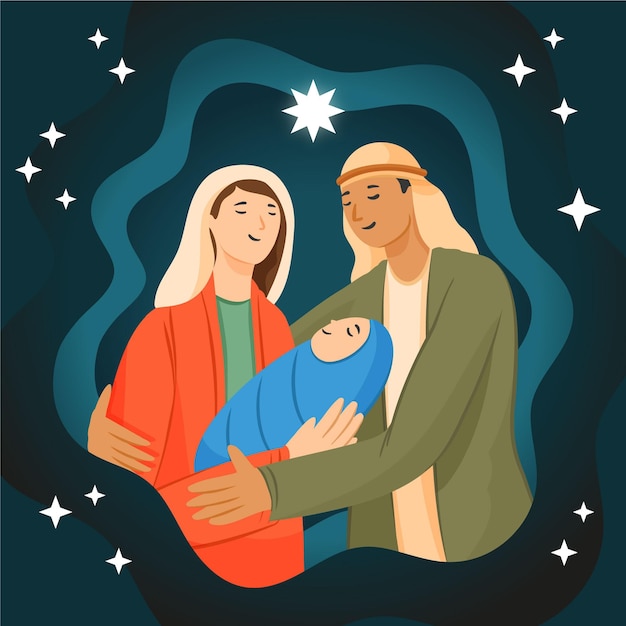 Free Vector hand drawn nativity scene