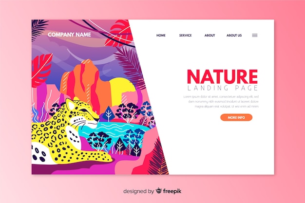 Free vector hand drawn nature landing page template