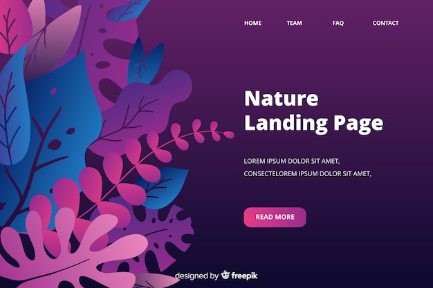 Hand drawn nature landing page template