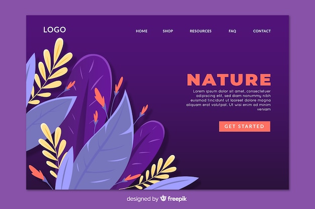 Free Vector hand drawn nature landing page template