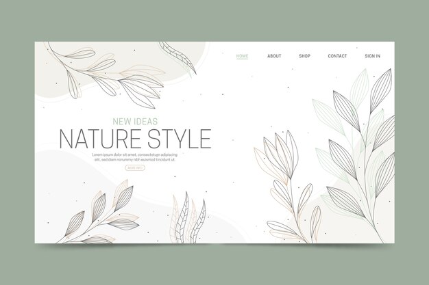 Hand drawn nature landing page template