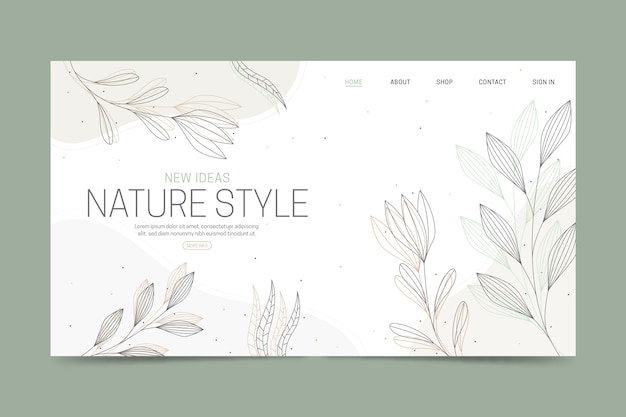 Hand drawn nature landing page template