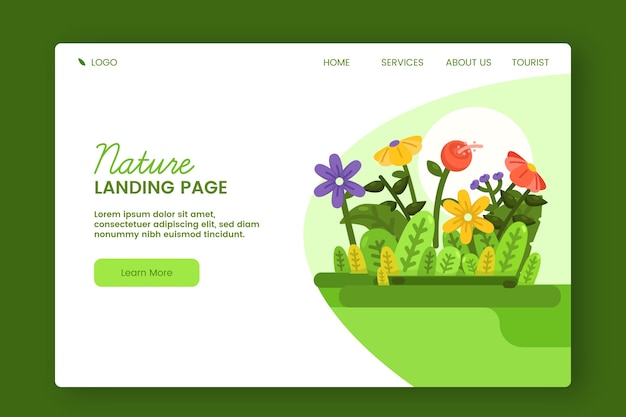 Hand drawn nature landing page template