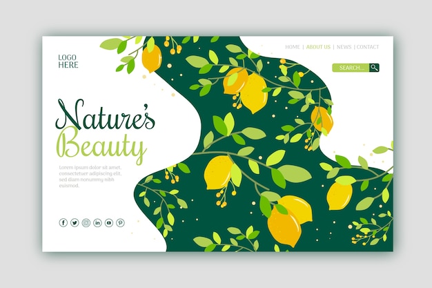 Free vector hand drawn nature landing page template