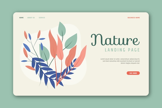 Hand drawn nature landing page template