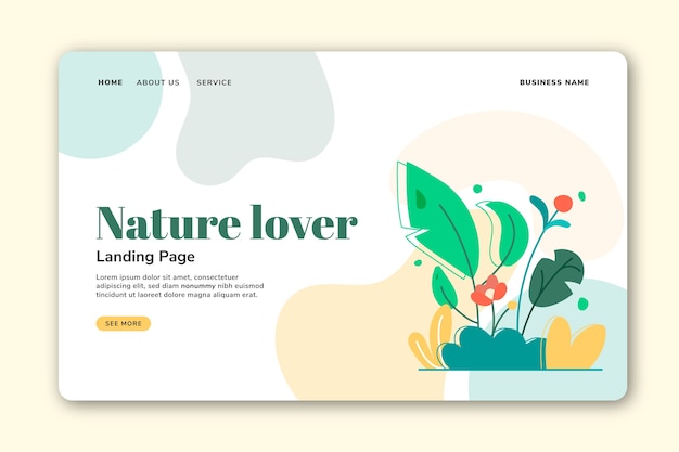 Hand drawn nature landing page template