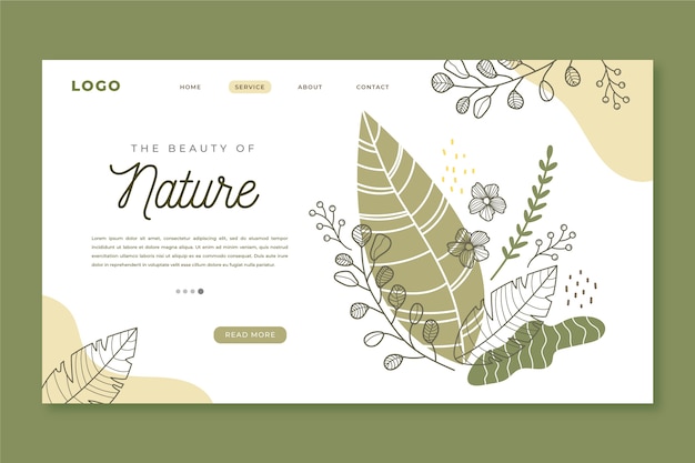 Free Vector hand drawn nature landing page template