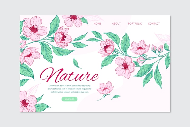 Hand drawn nature landing page template