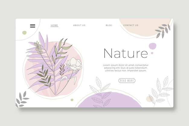 Hand drawn nature landing page template