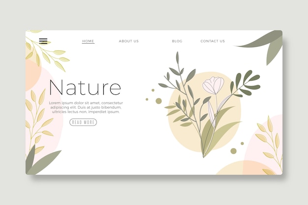 Free Vector hand drawn nature landing page template