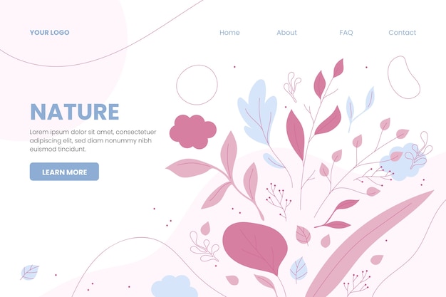 Free vector hand drawn nature landing page template