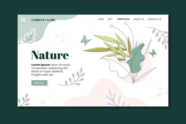 Hand drawn nature landing page