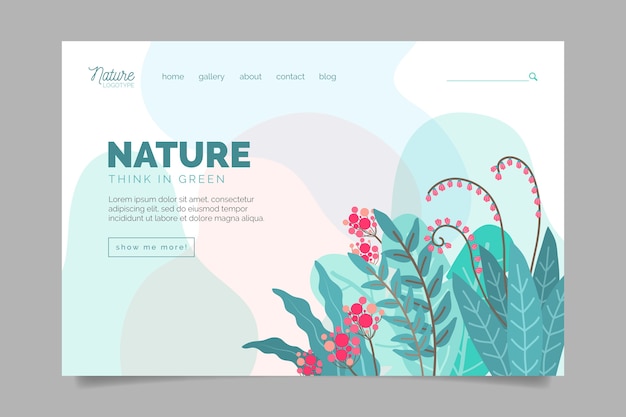 Free Vector hand drawn nature landing page