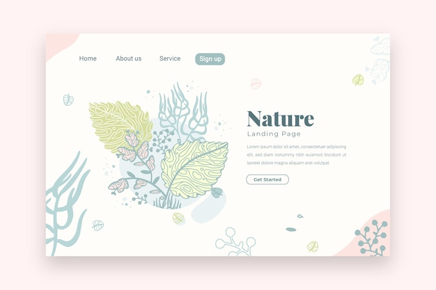 Free Vector hand drawn nature landing page