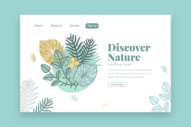 Hand drawn nature landing page