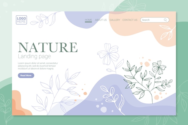 Hand drawn nature landing page