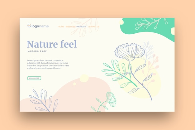 Free Vector hand drawn nature landing page